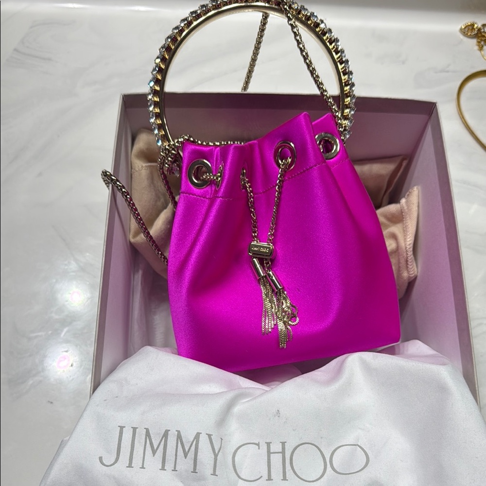 Jimmy Choo Pink Mini Bag with Gold Chain